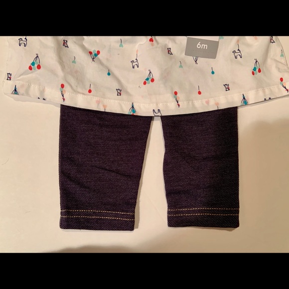 Carters, Infant Girls, White Print Top w Leggings - Picture 3 of 5